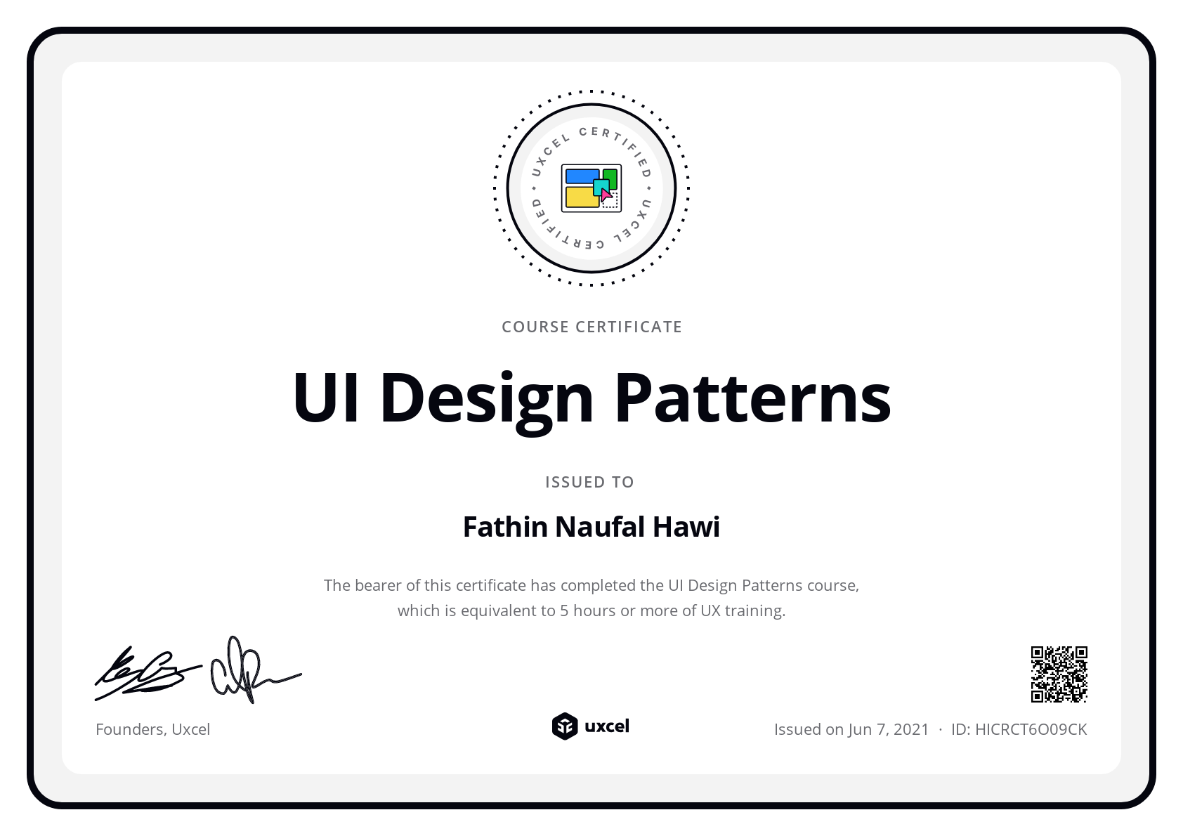 Fathin Naufal Hawi's certificate